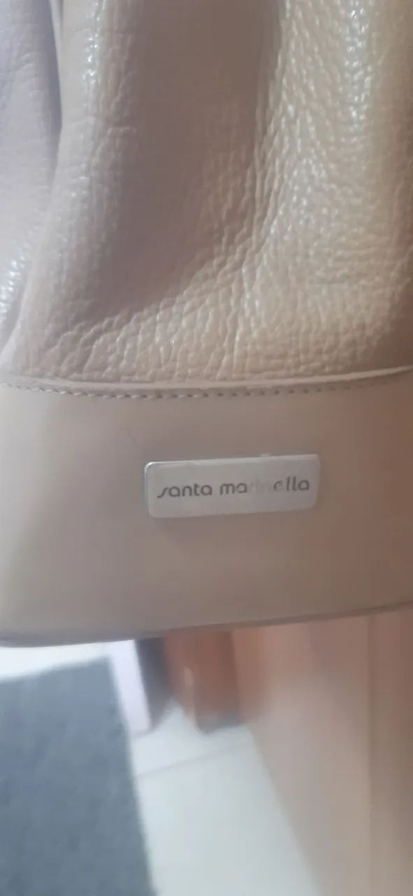 Bolsa nude em couro - Foto 4