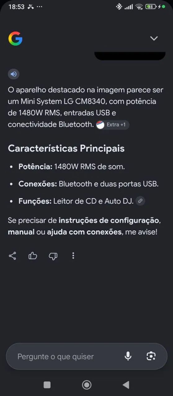 Som LG micro system com Bluetooth 