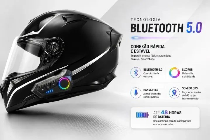 Fone de Ouvido Para Capacete Bluetooth Com Microfone Prova D´Agua Ipx6 - Foto 3