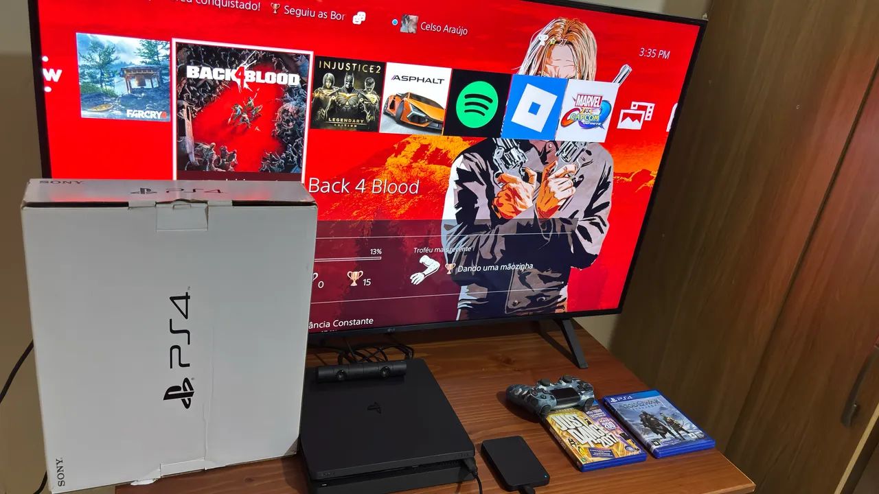 PS4 Slim/Pro + 2 Controle  Excelente Estado e Funcionando Perfeitamente - Foto 3