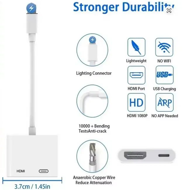 Adaptador iPhone lightning para Hdmi  - Foto 2