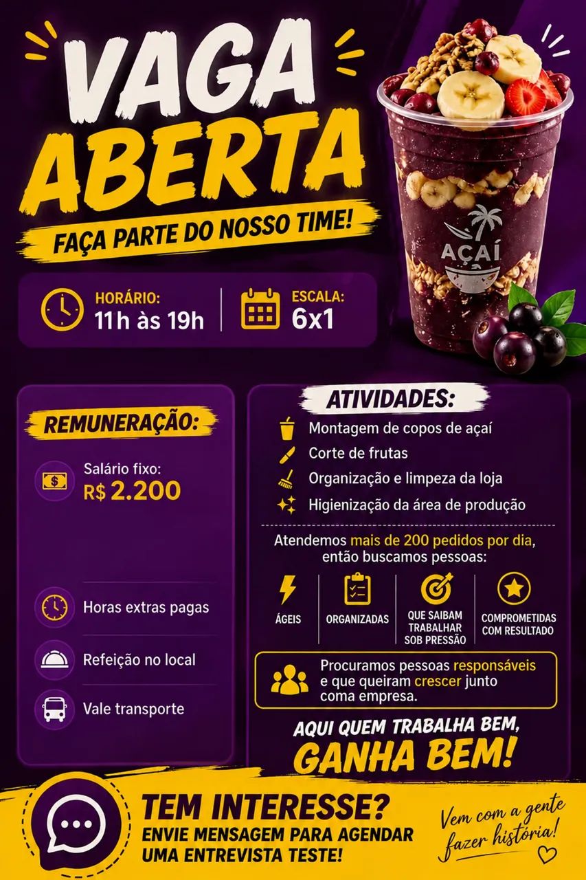 Atendente de Açaiteria