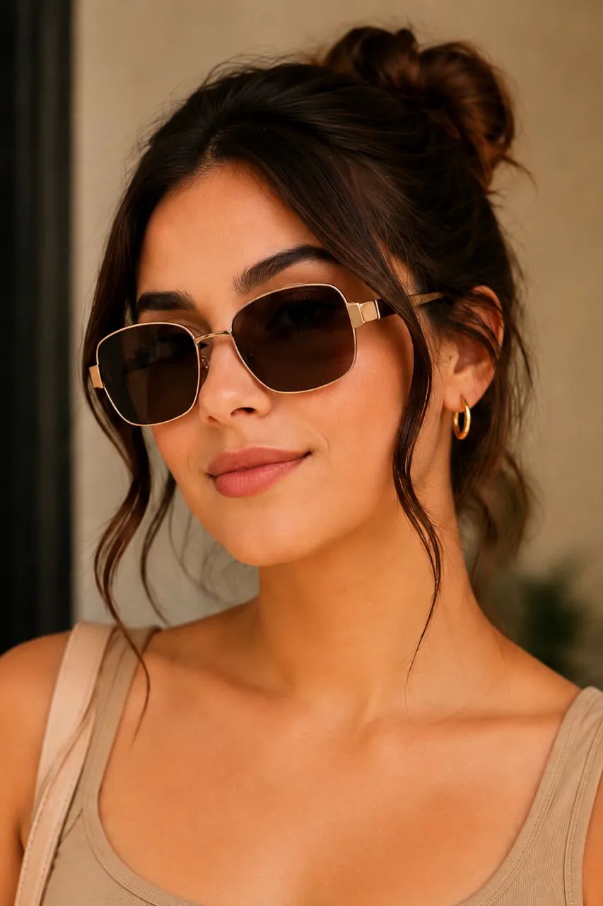 Óculos de sol Ana Hickmann eyewear marrom e dourando