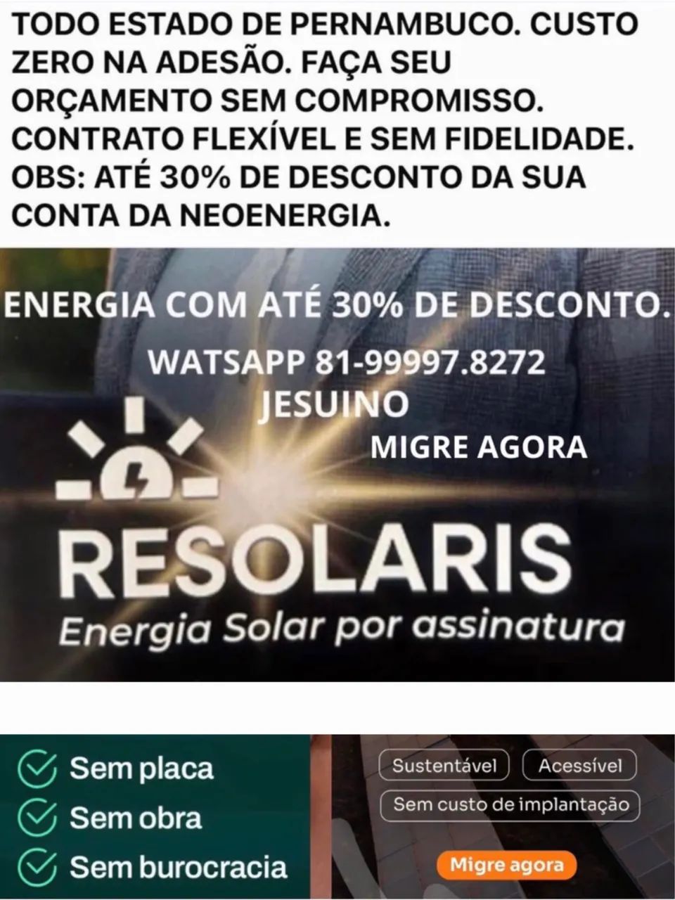 ENERGIA SOLAR ATÉ 30% DE DESCONTO DA SUA CONTA TODO ESTADO DE PERNAMBUCO  - Foto 2