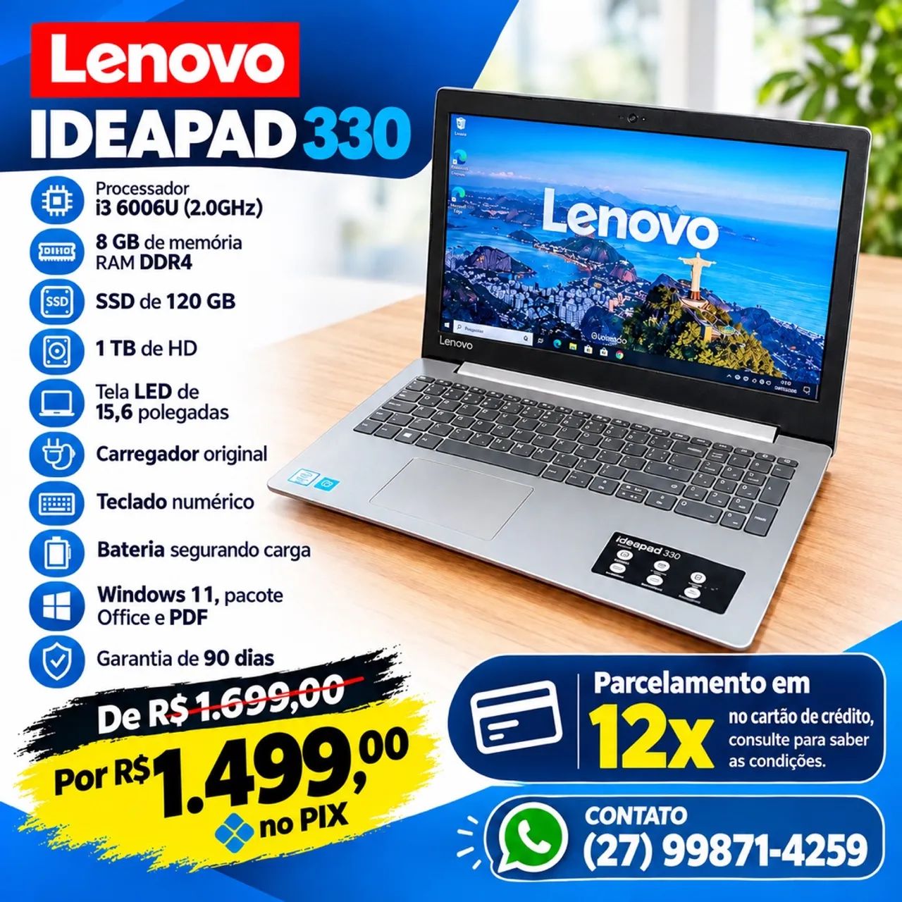 Notebook Lenovo i3 6ª Gen c/ SSD  - Foto 2
