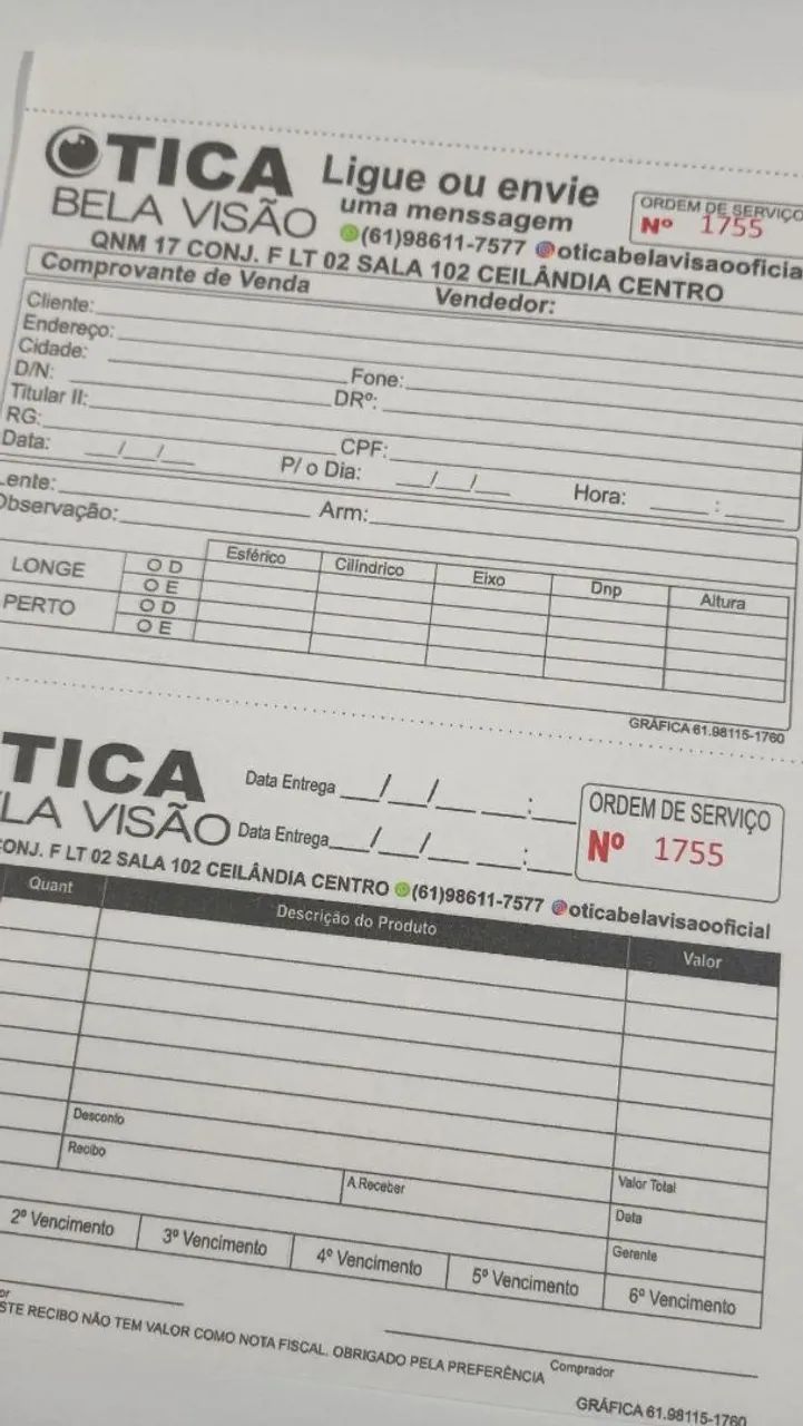 ORDEM DE SERVIÇO BLOCO DE PEDIDO 
