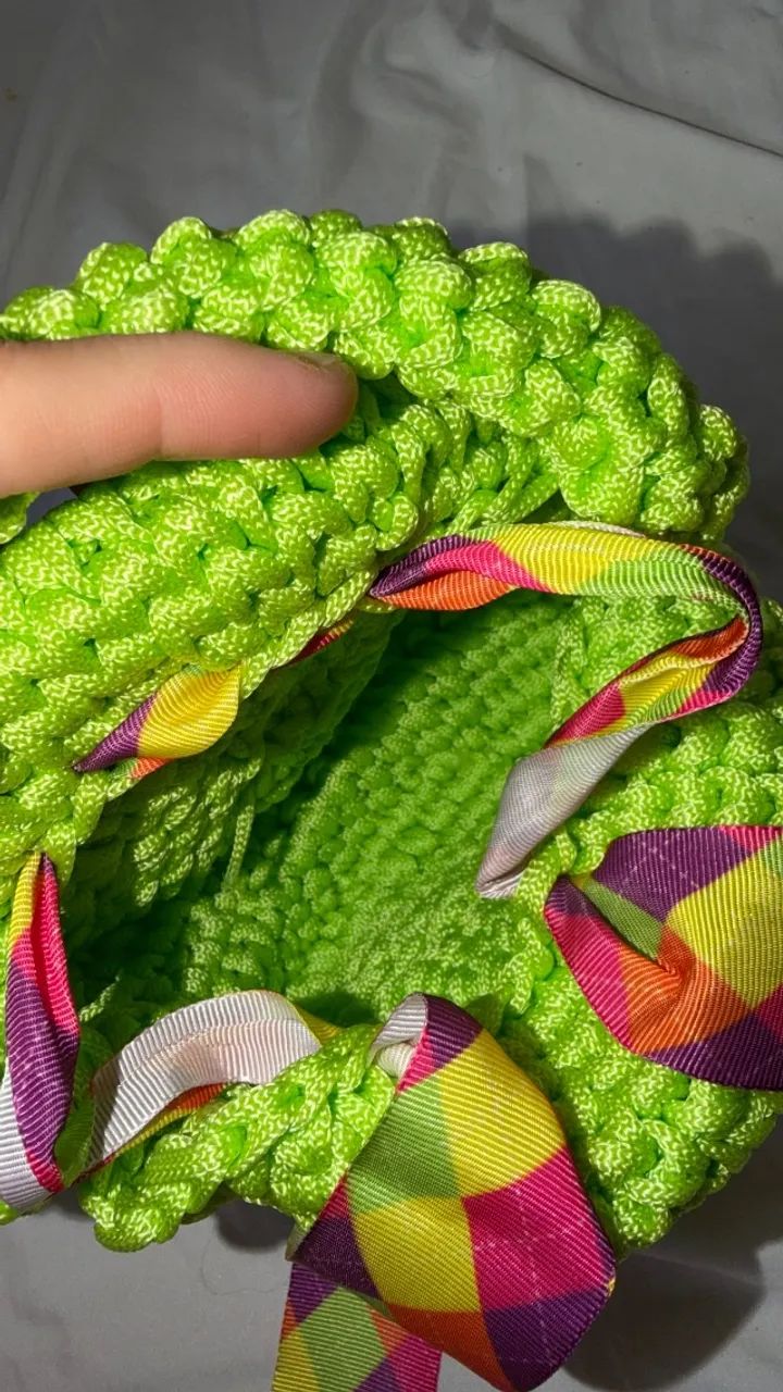 Bolsa artesanal verde neon - Foto 3