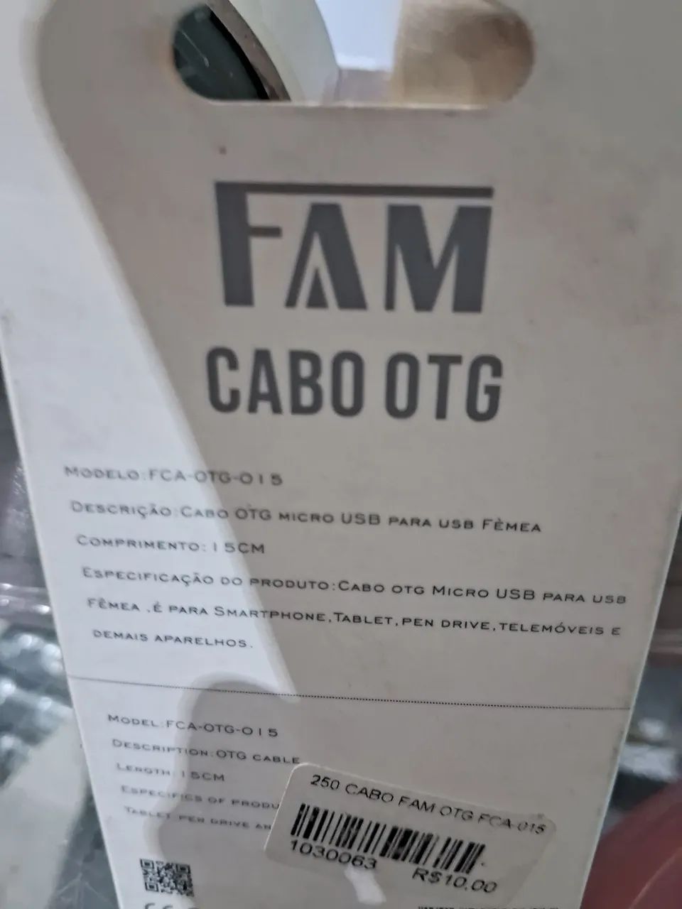 Cabo otg v8 para pen draive