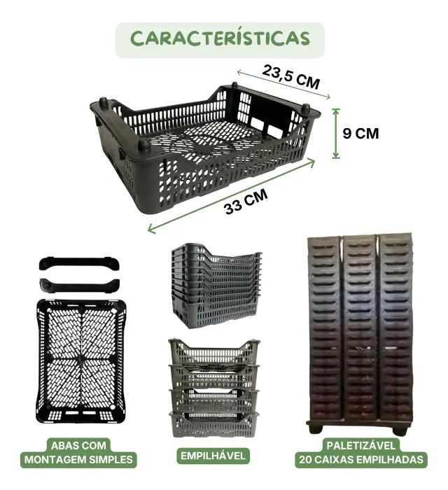 Caixa empilhável multiuso transporte morango uva 7L - Foto 3
