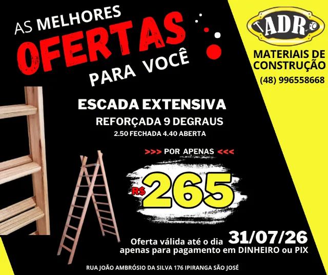 Escada De Eucalipto Extensiva 9 Degraus