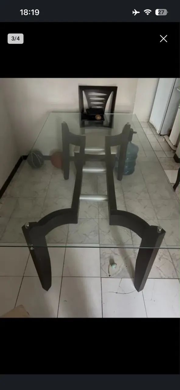 Mesa de Vidro e madeira  - Foto 2