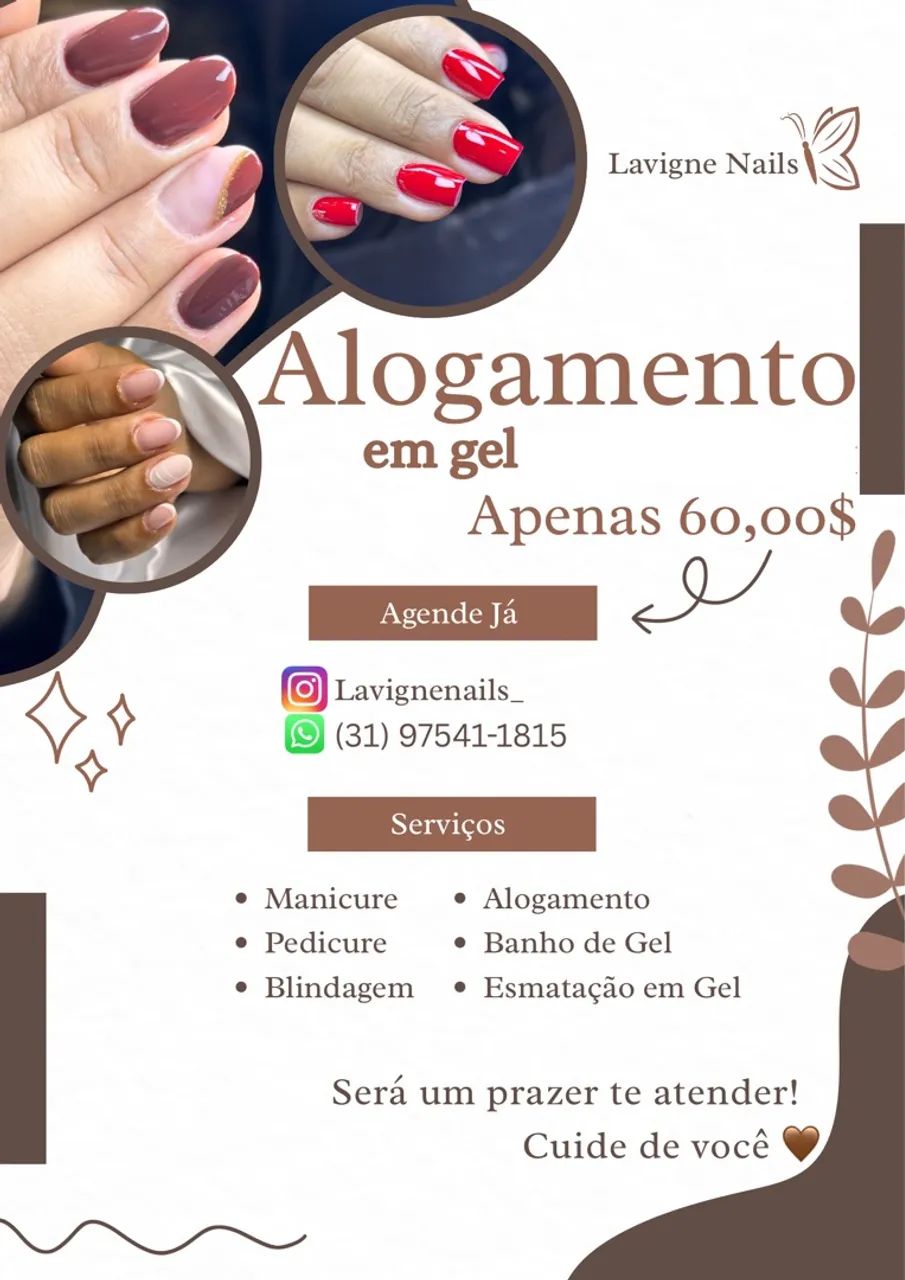 Unha em gel - 70,00$