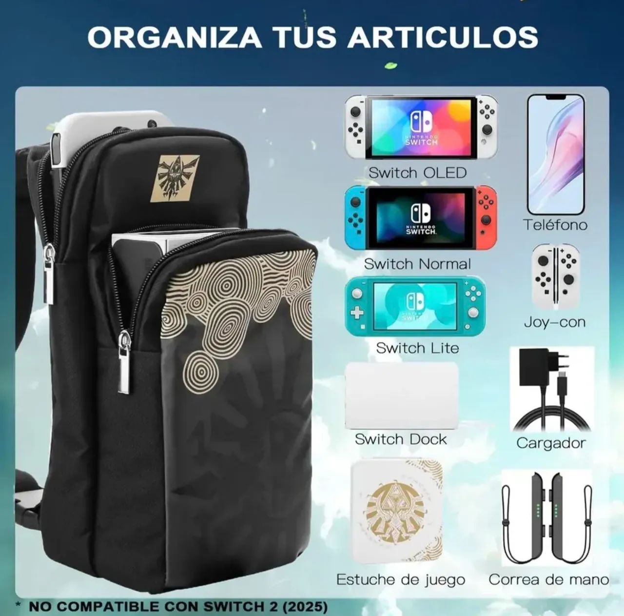 Mochila pra Nintendo switch edição Zelda + chaveiro Master sword