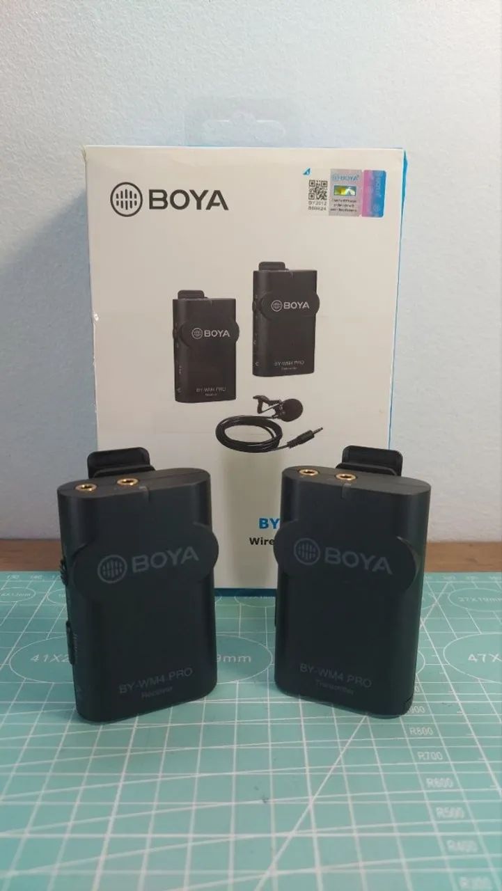 NUNCA USADO - Microfone Sem Fio + Acessórios BOYA BY-WM4 PRO - Lapela Duplo - Foto 3