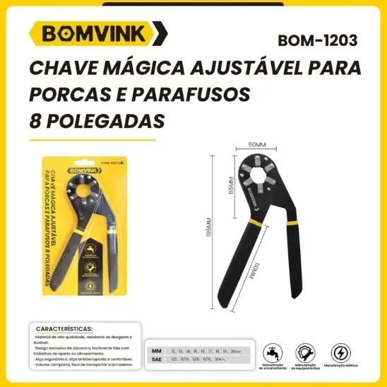 Chave Mágica ajustável 8 polegadas BOM-1203 BOMVINK