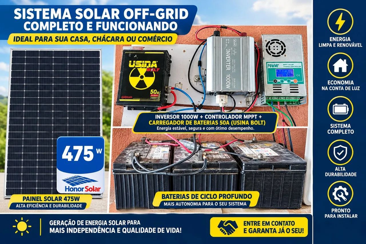 Kit solar para até 400w comtinuo