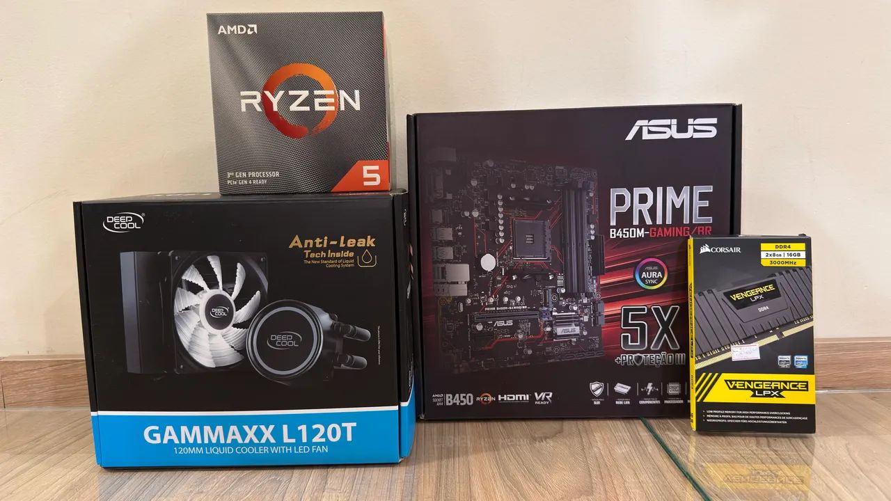 Ryzen 5 3600X MSI B450M Ram クーラー有り Kit AM4 Ryzen 5 3600 + Asus B450M + 16GB Corsair + Water Cooler