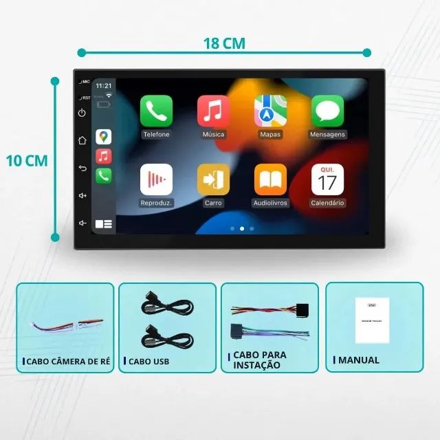  Central Multimídia Mp10 7" 2 DIN CarPlay Android Auto Bluetooth Novo na Caixa - Foto 5