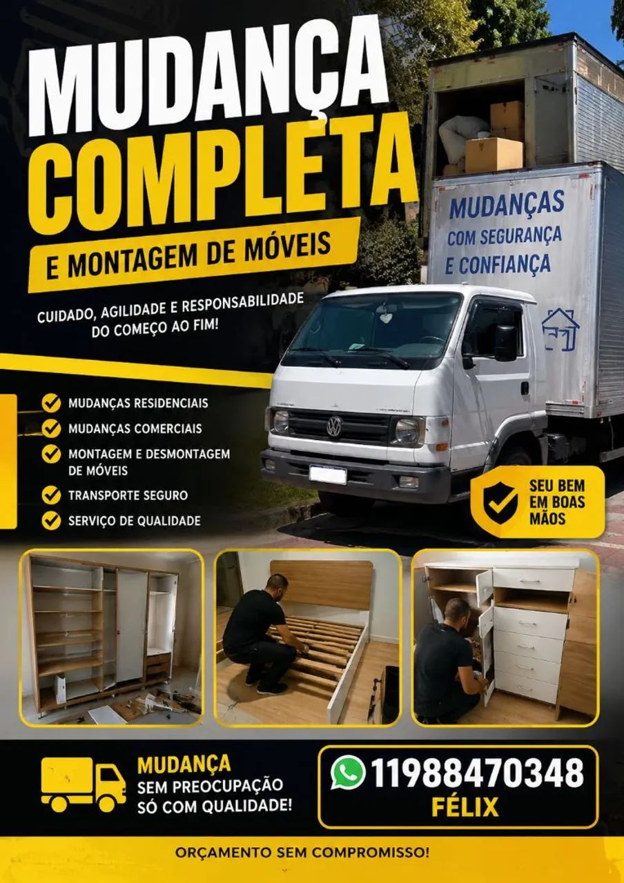 Mudança com montagem de móveis no mesmo dia 