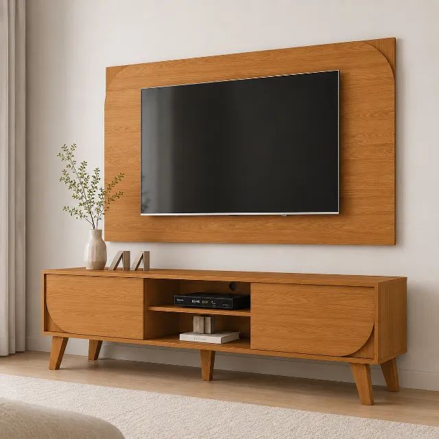 Novo! Rack com Painel Duna - Cor Cinamomo