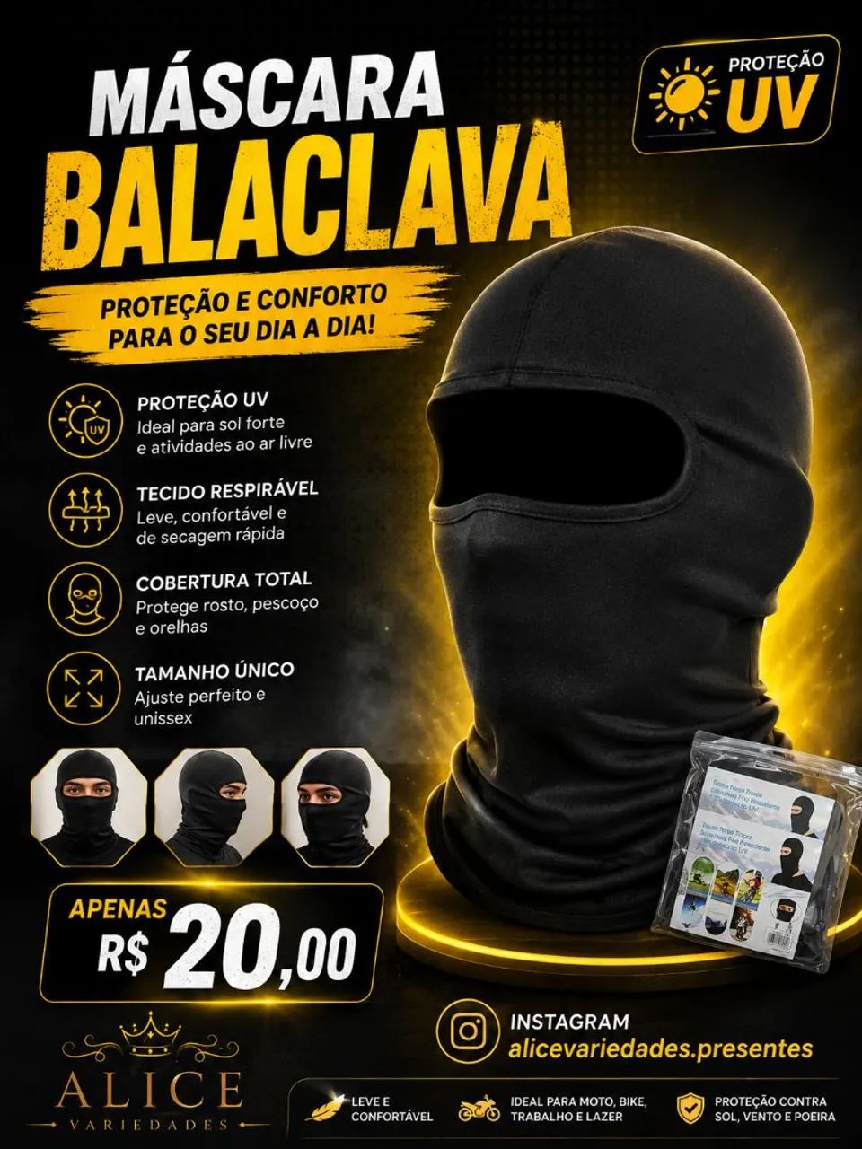 Máscara Balaclava Tamanho único 