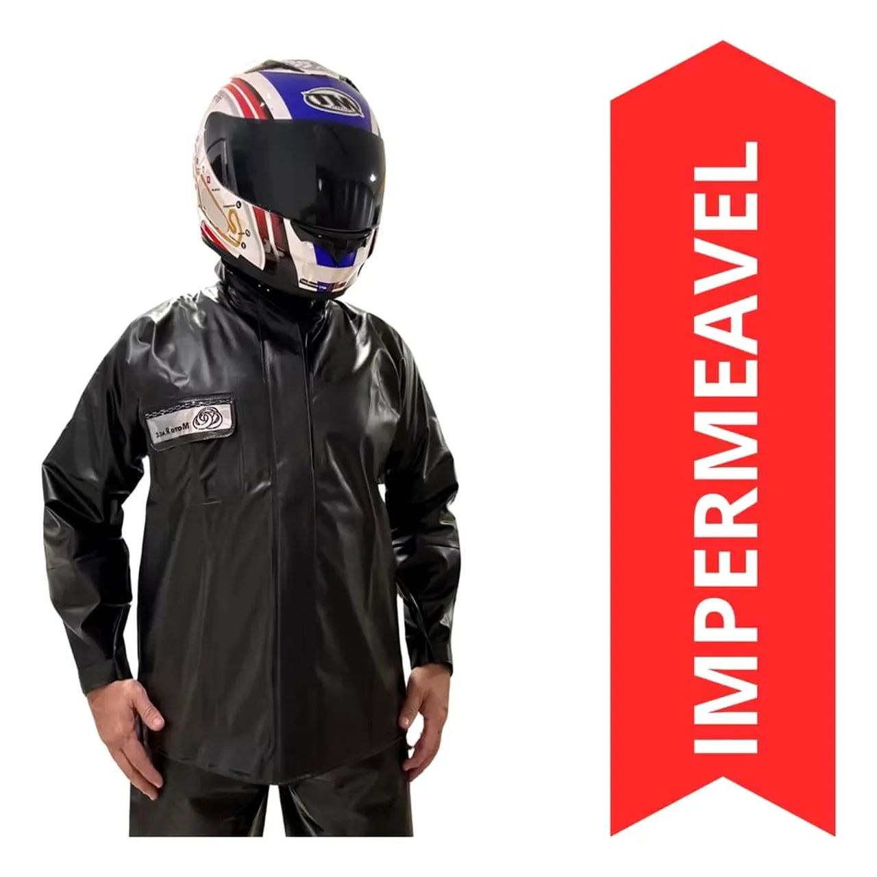 Conjunto Capa Chuva Moto Emborrachada Impermeável Com Gola Flex EXGG