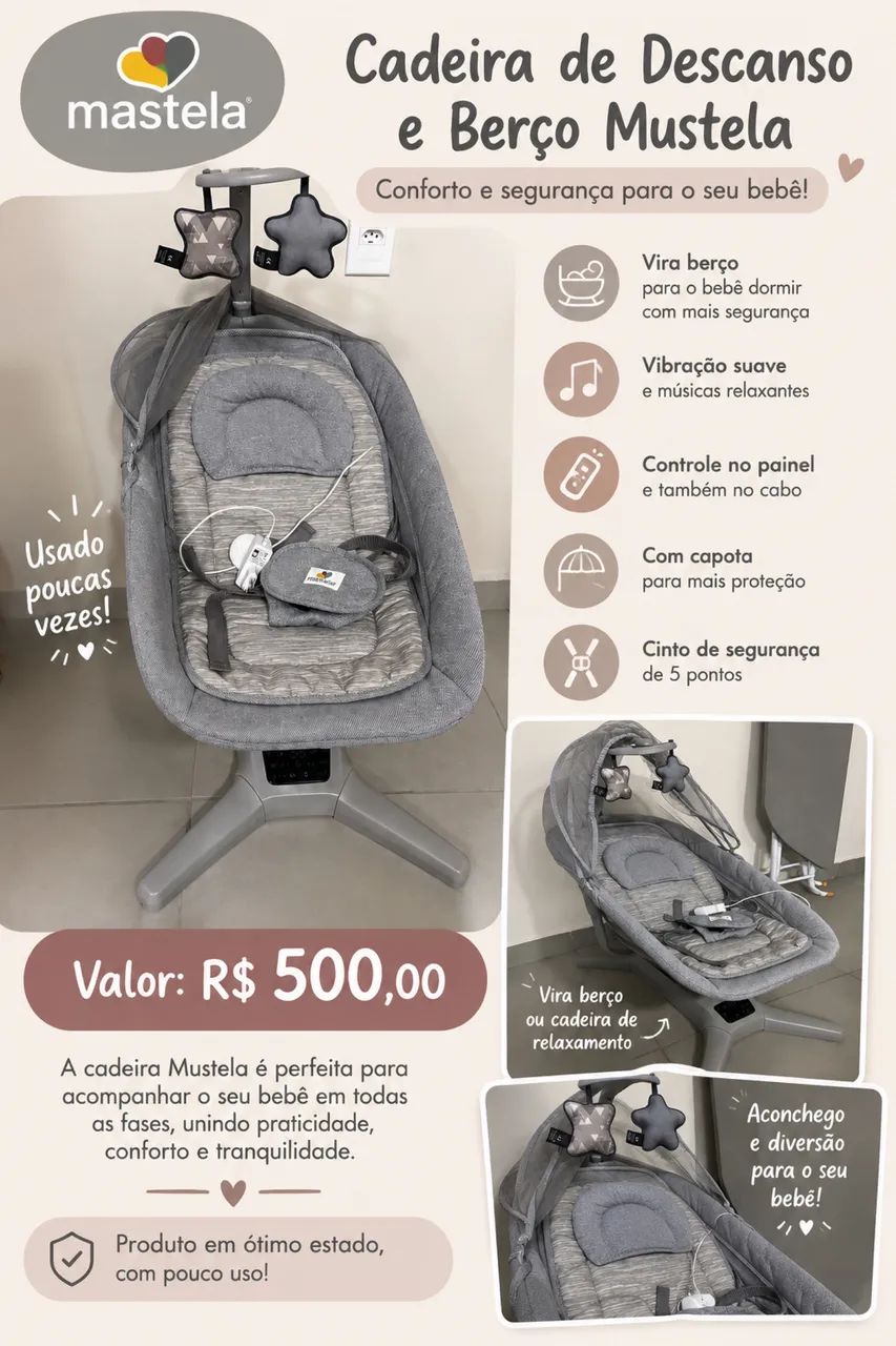 Cadeira e berço mastela