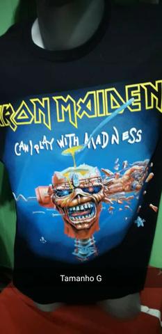 Camisa Preta 100% algodão, Iron Maiden - Foto 3