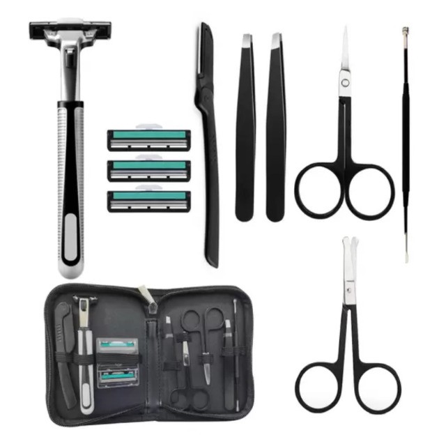 Kit Design De Sobrancelha 10 Peças Barbeador Tesoura