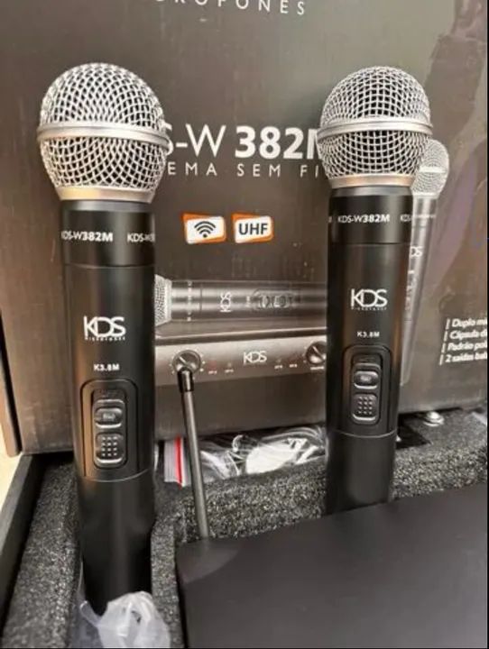 Microfone Kadosh sem fio duplo KDS-W 382M - Foto 3