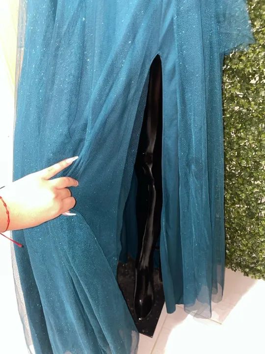 Vestido Longo verde com Brilho (GG) - Foto 3