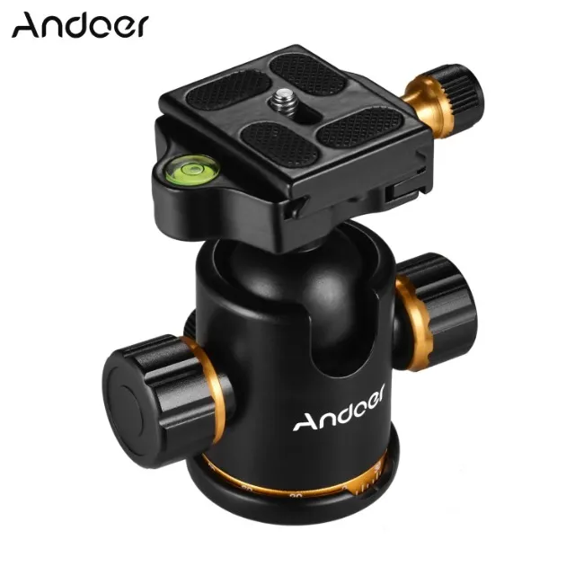 Ball Head Andoer dourado aluminio para camera