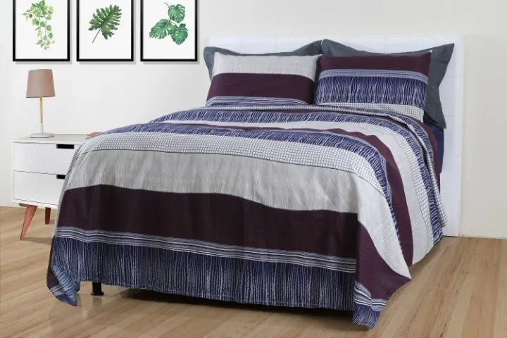 Jogo de Cama Casal Queen Size 4 Peças em Microfibra Modelo Logan