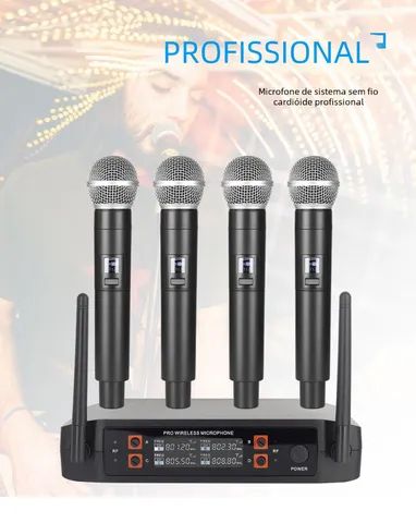 Kit com 4 microfones profissionais 