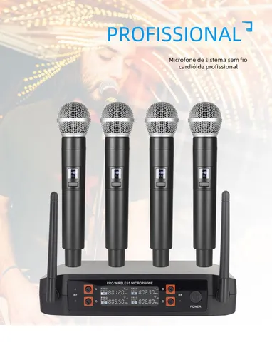 Kit com 4 microfones profissionais