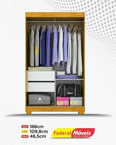 Guarda Roupas Solteiro 100% MDF 2 Portas 2 Gavetas Super Lindo Fazemos Entrega - Foto 2