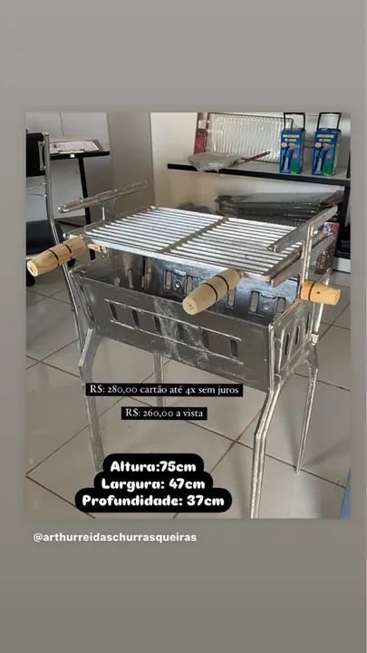 Churrasqueira de Alumínio com Pés - Ideal para seu Churrasco! - Foto 3