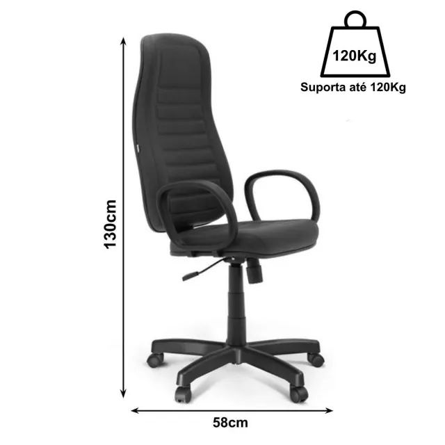 Cadeira Escritório Presidente Alta Braço Corsa Preta Conforto Ergonômico Modelo 32958 - Foto 3