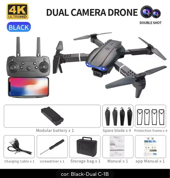 Drone E99 K3 Pro Dual Câmera Dobrável Mini Wi-Fi HD 4K fotografia aérea  - Foto 4
