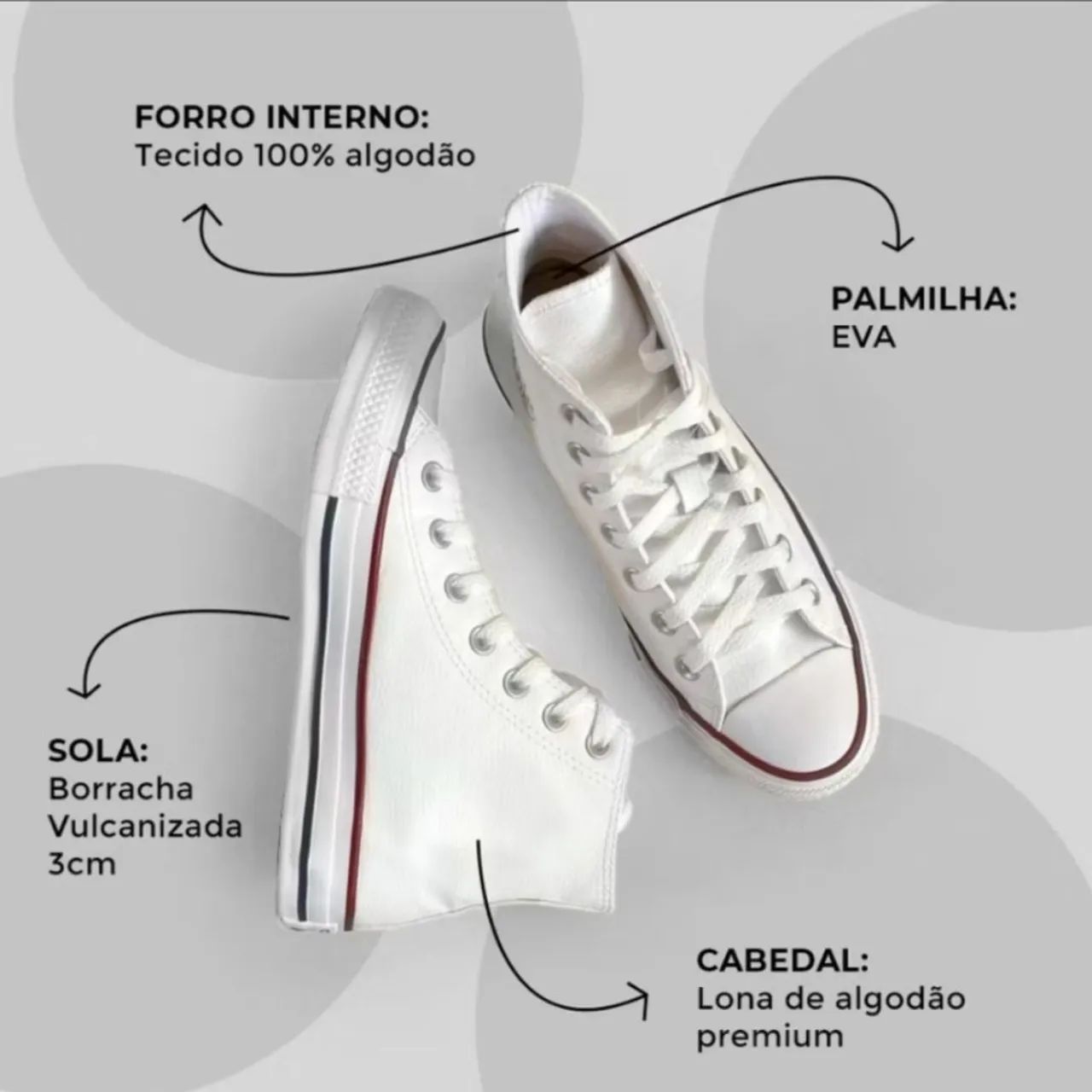 Tênis All Star Cano Alto Masculino e Feminino Preto Unissex - Foto 5