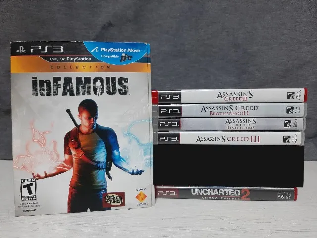 Lote Jogos PS3 Assassin's Creed inFamous e Uncharted