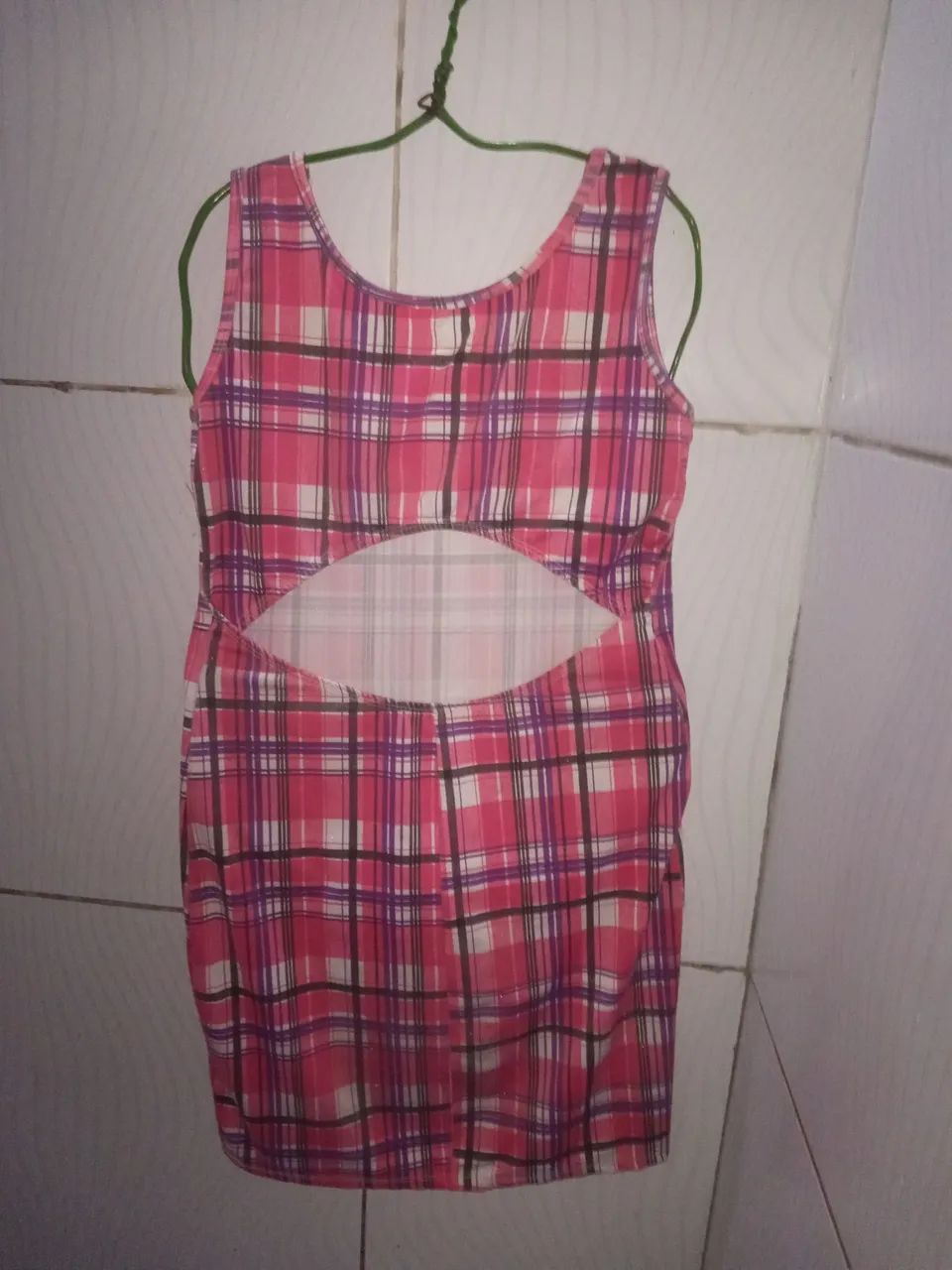 Vestido Regata Xadrez Rosa Feminino M  - Foto 6