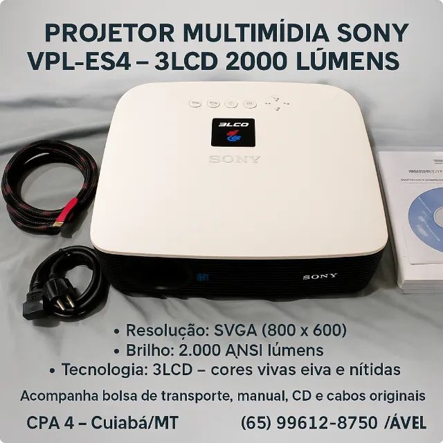 Projetor Multimídia Sony VPL-ES4 - 3LCD 2000 Lúmens