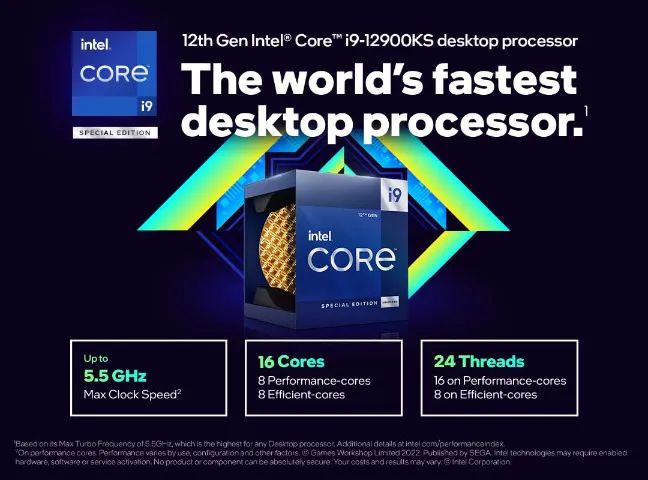 Processador Intel Core i9-12900KS, até 5.5GHz, 16/24 Nucleos, LGA 1700, Novo, Lacrado - Foto 2