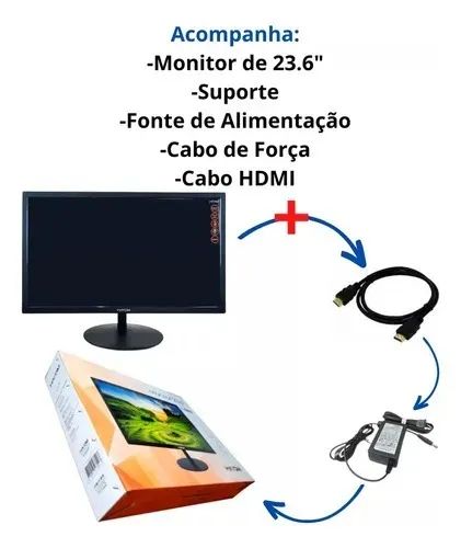 Monitor Gamer 23.6 Polegadas Hayom Mo6005 Ful Hd, Hdmi/vga Cor Preto - Foto 4