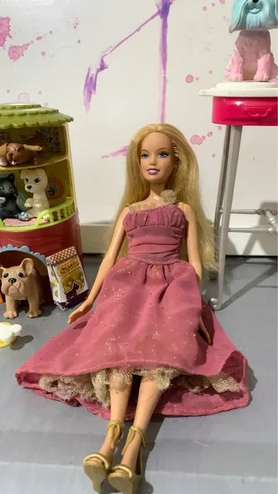 Kit Barbie e Pets + Cachorro banho de cor  - Foto 3