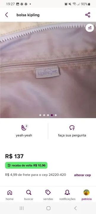 Bolsa Kipling Bege - Foto 3