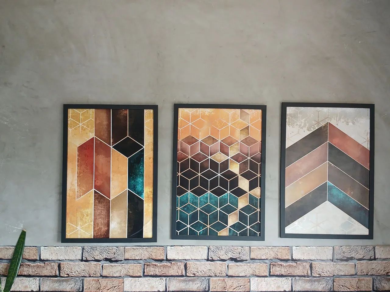 Quadro Decorativo Sala Escritório 40x60 Trio Geometria Cubos<br>