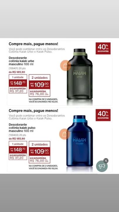 Desodorante Colônia Kaiak Urbe e Pulso - 100ml - 40% de desconto!