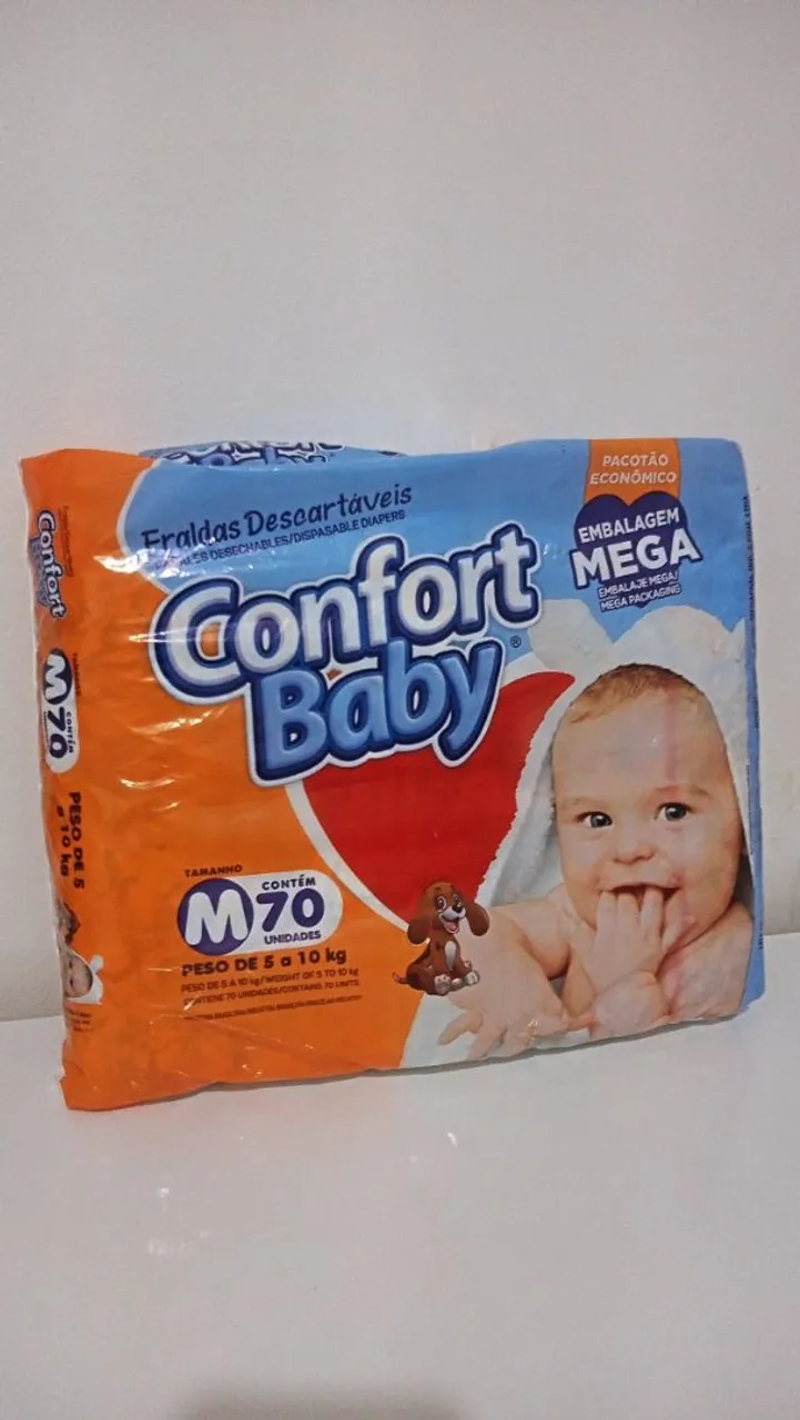 Fraldas Descartáveis Confort Baby M70 - Pacote Econômico